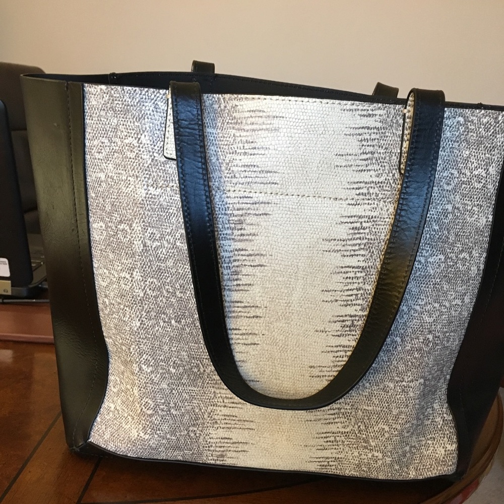 Loeffler Randall Black Snake-embossed Leather tote